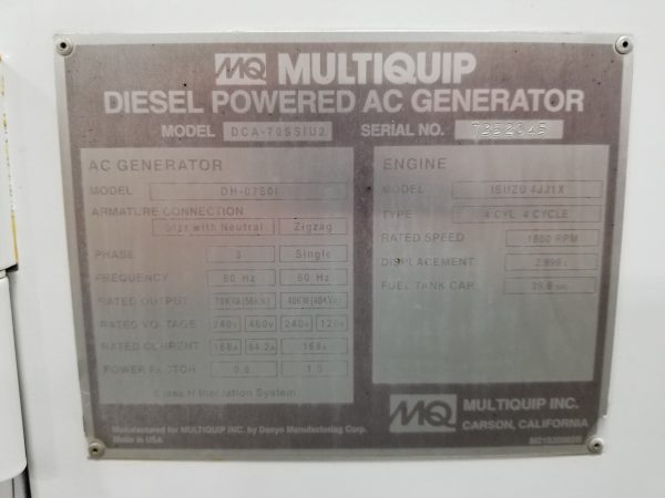 Used Multiquip DCA Generator Set x