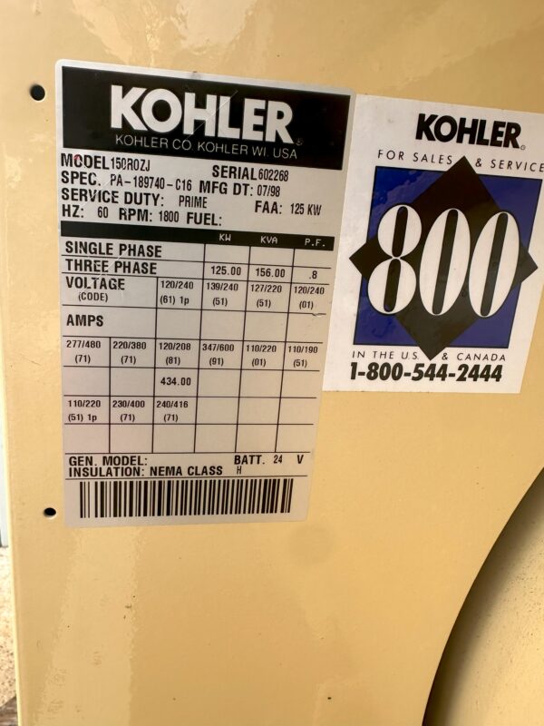 Kohler 150R0ZJ Generator Set (2)