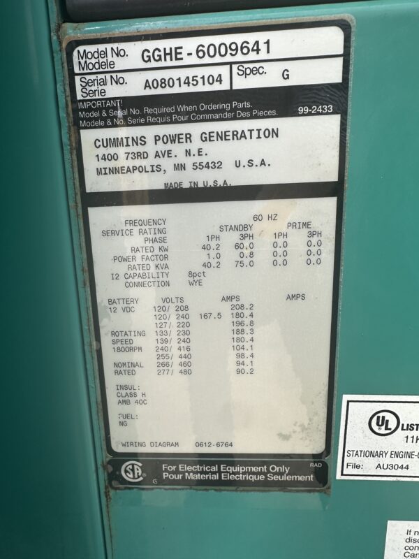 Used Cummins 70kW Generator Set (10)